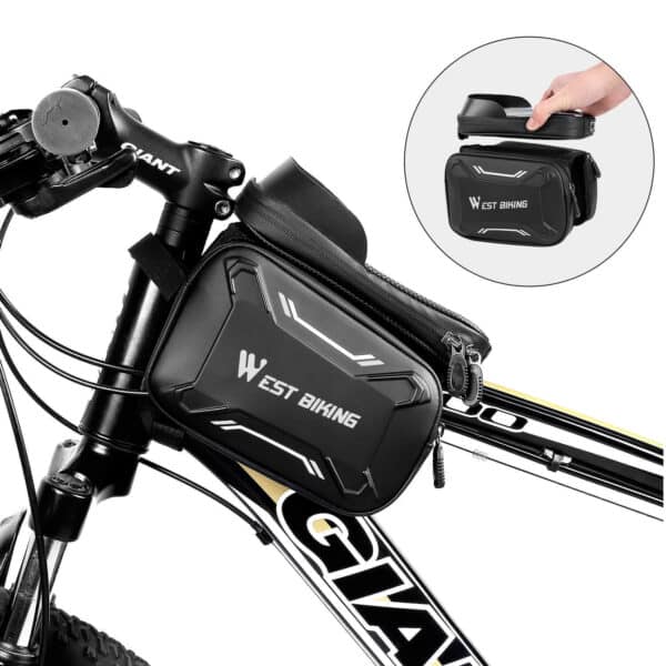 Waterproof Bike Phone Holder Bag – EVA Hard Shell Frame Storage with Touchscreen Window - Image 7