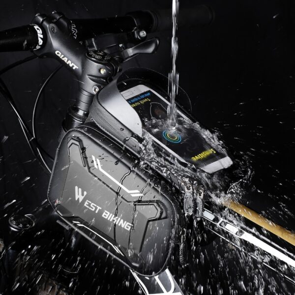 Waterproof Bike Phone Holder Bag – EVA Hard Shell Frame Storage with Touchscreen Window - Image 2