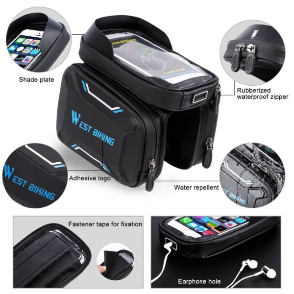 Waterproof Bike Phone Holder Bag – EVA Hard Shell Frame Storage with Touchscreen Window - Image 5